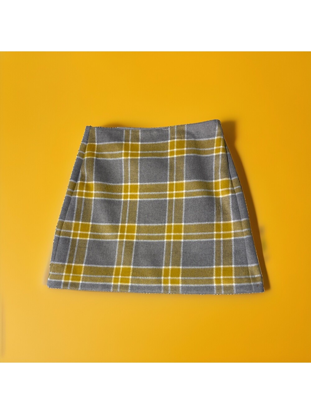 LOFT Wool Blend Tweed Plaid A-Line Skirt Gray Yellow Lined Women's Size 6